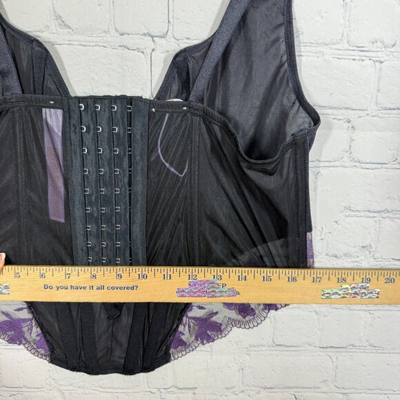 Savage X Fenty Corset Women Size Plus 1X Black Purple Silver Sheer Side Gothic - Picture 5 of 10